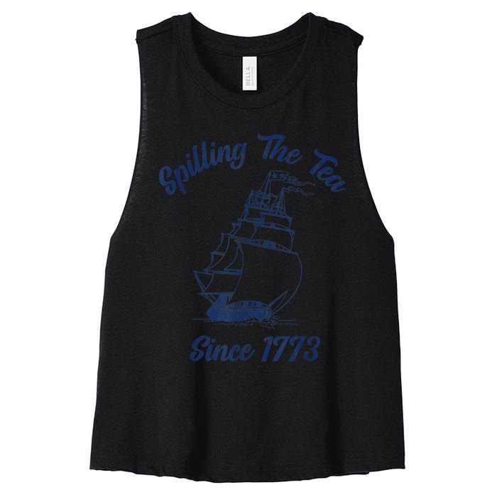 Fun 4th Of July Spilling The Tea Since 1773 History Teacher Women's Racerback Cropped Tank