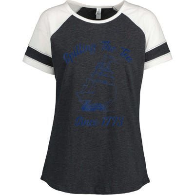 Fun 4th Of July Spilling The Tea Since 1773 History Teacher Enza Ladies Jersey Colorblock Tee