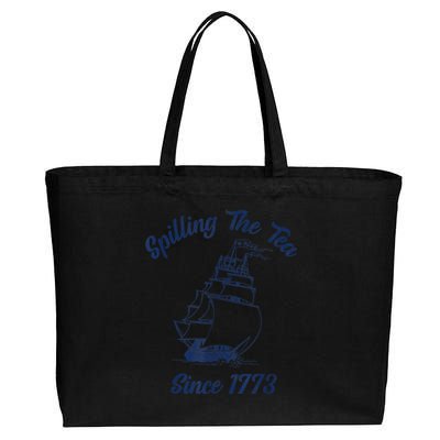 Fun 4th Of July Spilling The Tea Since 1773 History Teacher Cotton Canvas Jumbo Tote