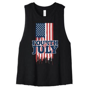 Funny 4th Of July Amerrican Flag Women's Racerback Cropped Tank