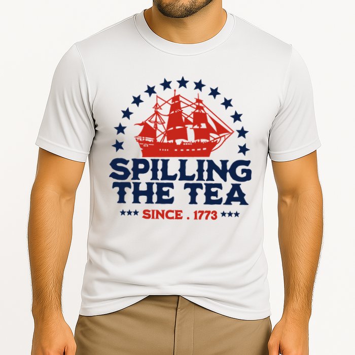 Funny 4th Of July Spilling The Tea Since 1773 Fourth Of July Cooling Performance Crew T-Shirt