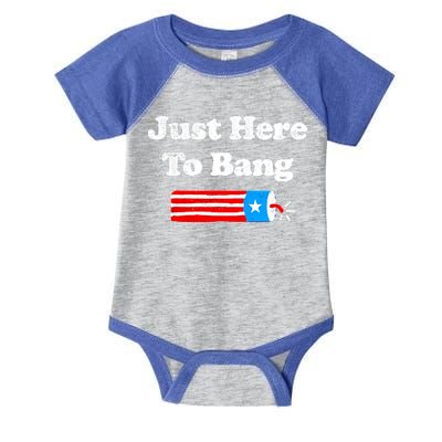 Funny 4th Of July Just Here To Bang Fireworks Fourth Of July. Infant Baby Jersey Bodysuit