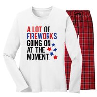 Funny 4th Of July A Lot Of Fireworks Going On At The Moment Women's Long Sleeve Flannel Pajama Set 