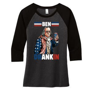 Funny 4th Of July Ben Drankin Patriotic. Women's Tri-Blend 3/4-Sleeve Raglan Shirt