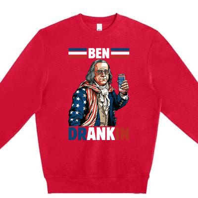 Funny 4th Of July Ben Drankin Patriotic. Premium Crewneck Sweatshirt