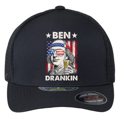 Funny 4th Of July Ben Drankin Patriotic. Flexfit Unipanel Trucker Cap