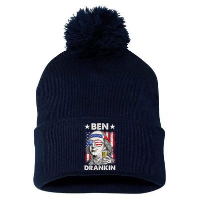 Funny 4th Of July Ben Drankin Patriotic. Pom Pom 12in Knit Beanie