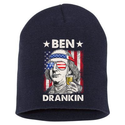 Funny 4th Of July Ben Drankin Patriotic. Short Acrylic Beanie