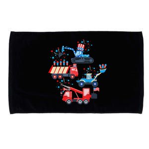 Funny 4th Of July Crane Truck Construction Microfiber Hand Towel