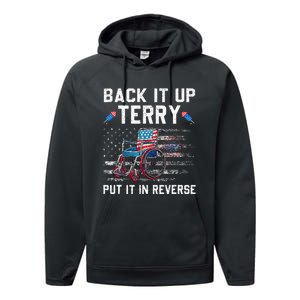 Funny 4th Of July Back Up Terry Put It In Reverse Us Flag Performance Fleece Hoodie