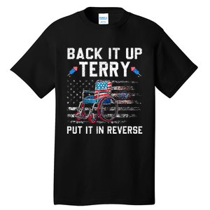 Funny 4th Of July Back Up Terry Put It In Reverse Us Flag Tall T-Shirt