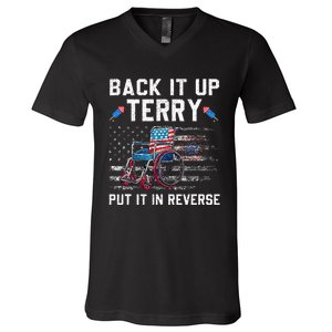 Funny 4th Of July Back Up Terry Put It In Reverse Us Flag V-Neck T-Shirt