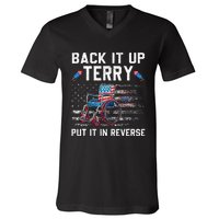 Funny 4th Of July Back Up Terry Put It In Reverse Us Flag V-Neck T-Shirt