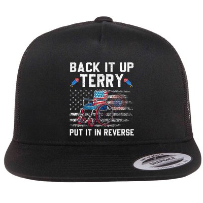 Funny 4th Of July Back Up Terry Put It In Reverse Us Flag Flat Bill Trucker Hat