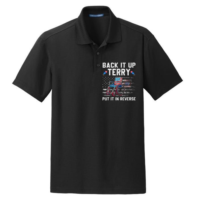 Funny 4th Of July Back Up Terry Put It In Reverse Us Flag Dry Zone Grid Polo