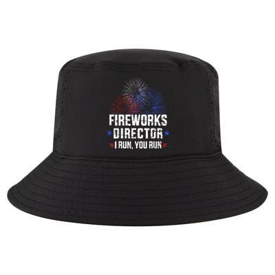 Funny 4th of July Fireworks director I run you run Cool Comfort Performance Bucket Hat