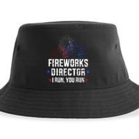 Funny 4th of July Fireworks director I run you run Sustainable Bucket Hat