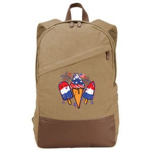 Funny 4th Of July Patriotic Popsicle Cotton Canvas Backpack