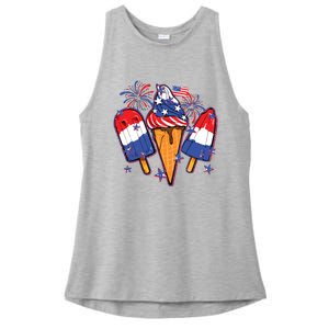 Funny 4th Of July Patriotic Popsicle Ladies PosiCharge Tri-Blend Wicking Tank