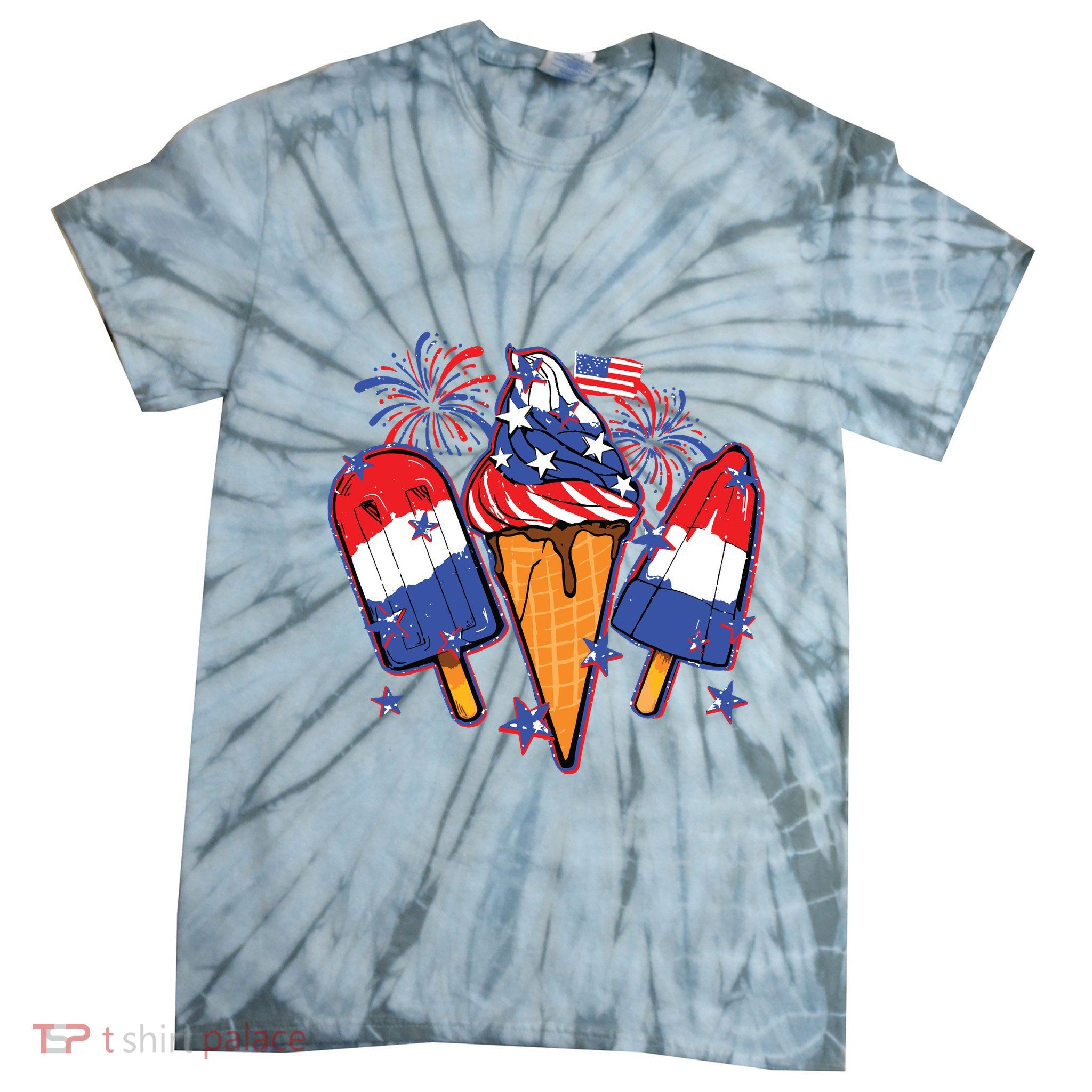 Funny 4th Of July Patriotic Popsicle Tie-Dye T-Shirt