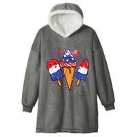 Funny 4th Of July Patriotic Popsicle Hooded Wearable Blanket