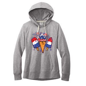 Funny 4th Of July Patriotic Popsicle Women's Fleece Hoodie