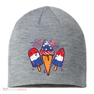Funny 4th Of July Patriotic Popsicle Sustainable Beanie