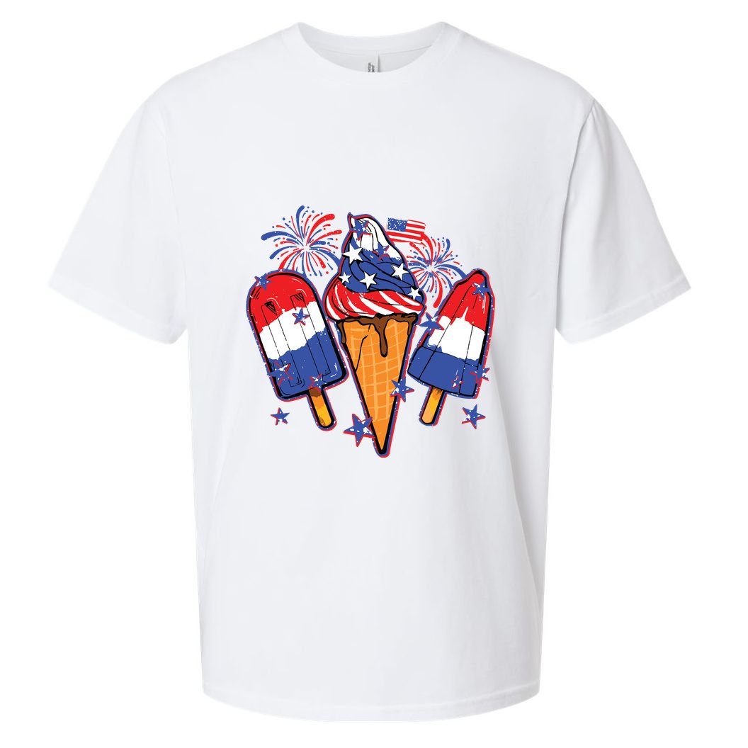 Funny 4th Of July Patriotic Popsicle Sueded Cloud Jersey T-Shirt