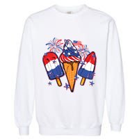 Funny 4th Of July Patriotic Popsicle Garment-Dyed Sweatshirt