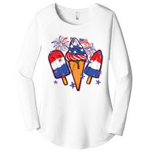 Funny 4th Of July Patriotic Popsicle Women's Perfect Tri Tunic Long Sleeve Shirt