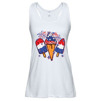 Funny 4th Of July Patriotic Popsicle Ladies Essential Flowy Tank