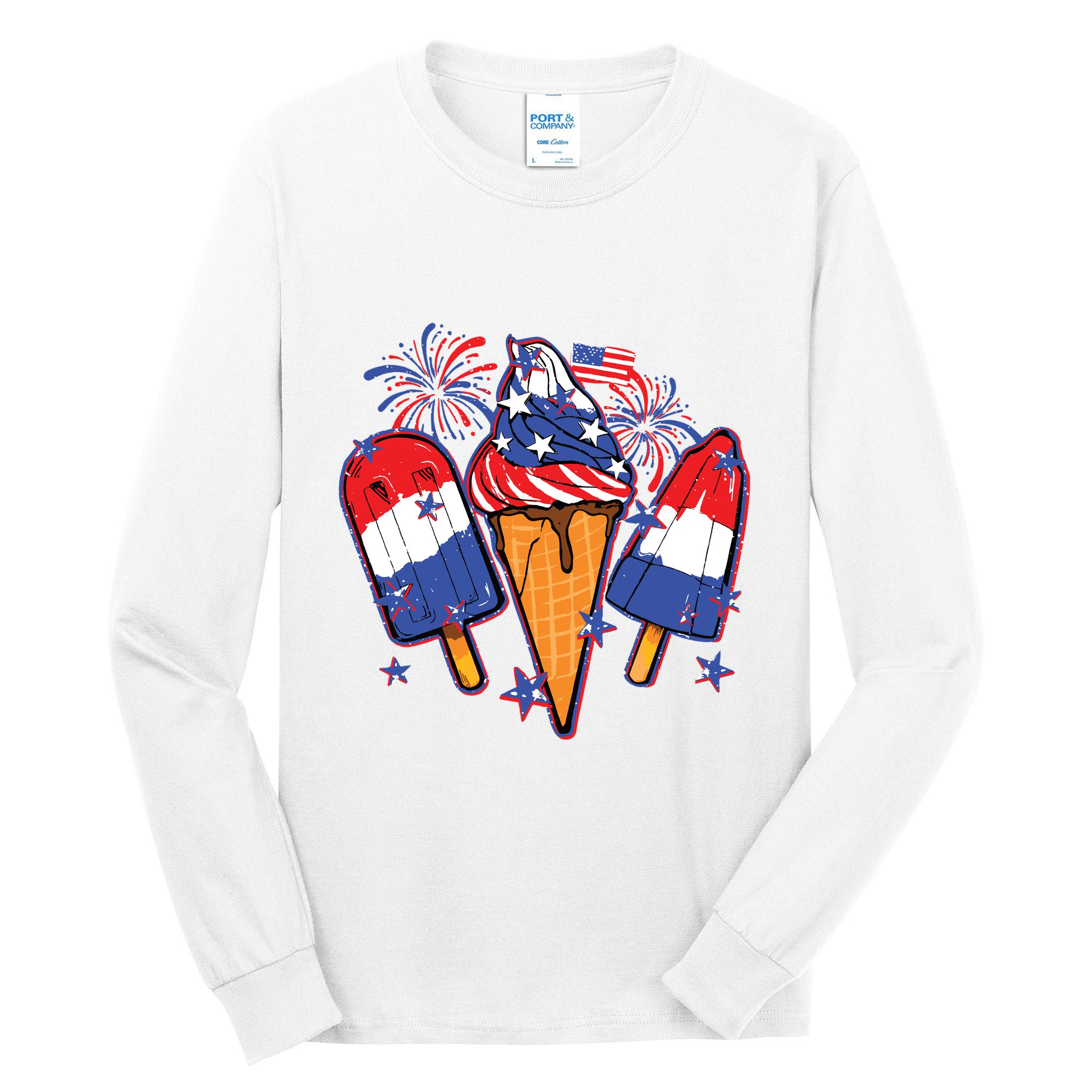 Funny 4th Of July Patriotic Popsicle Tall Long Sleeve T-Shirt