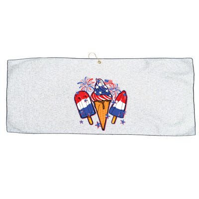 Funny 4th Of July Patriotic Popsicle Large Microfiber Waffle Golf Towel