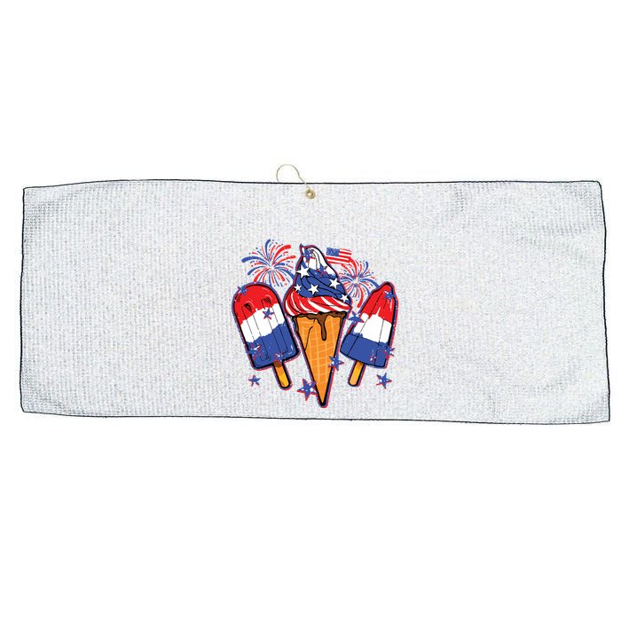 Funny 4th Of July Patriotic Popsicle Large Microfiber Waffle Golf Towel