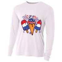 Funny 4th Of July Patriotic Popsicle Cooling Performance Long Sleeve Crew