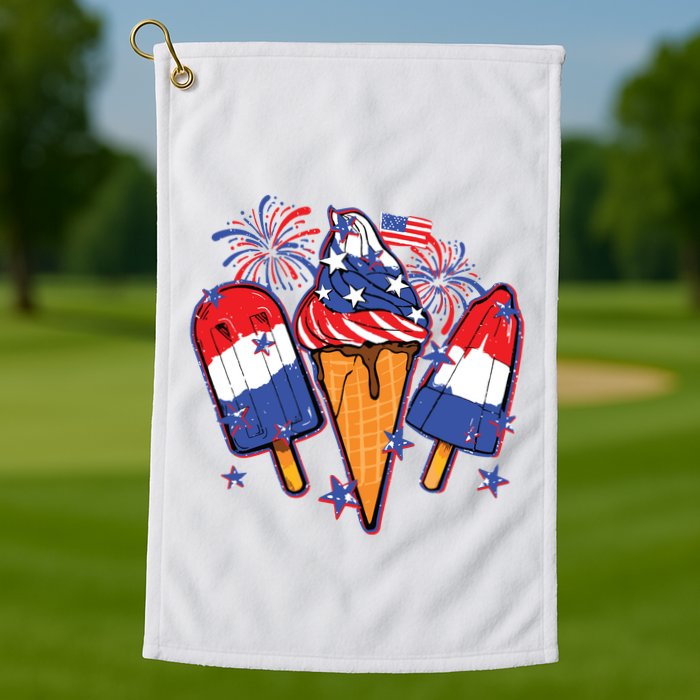 Funny 4th Of July Patriotic Popsicle Golf Towel