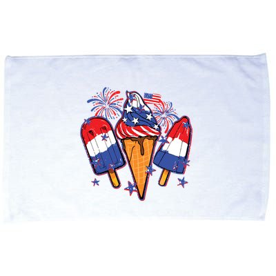 Funny 4th Of July Patriotic Popsicle Microfiber Hand Towel