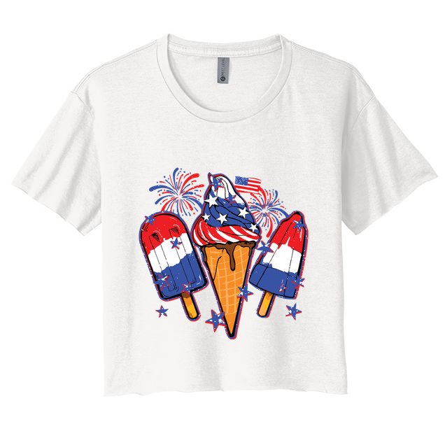 Funny 4th Of July Patriotic Popsicle Crop Top