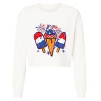 Funny 4th Of July Patriotic Popsicle Cropped Pullover Crew