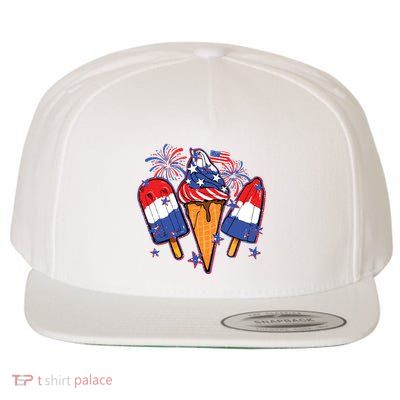 Funny 4th Of July Patriotic Popsicle Wool Snapback Cap
