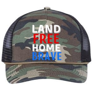 Freedom 4th Of July Veteran Land Free Home Brave Usa America Cool Gift Retro Rope Trucker Hat Cap