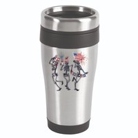 Funny 4th Of July Dancing Skeleton American Flag 16oz Travel Tumbler