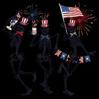 Funny 4th Of July Dancing Skeleton American Flag 16oz Travel Tumbler