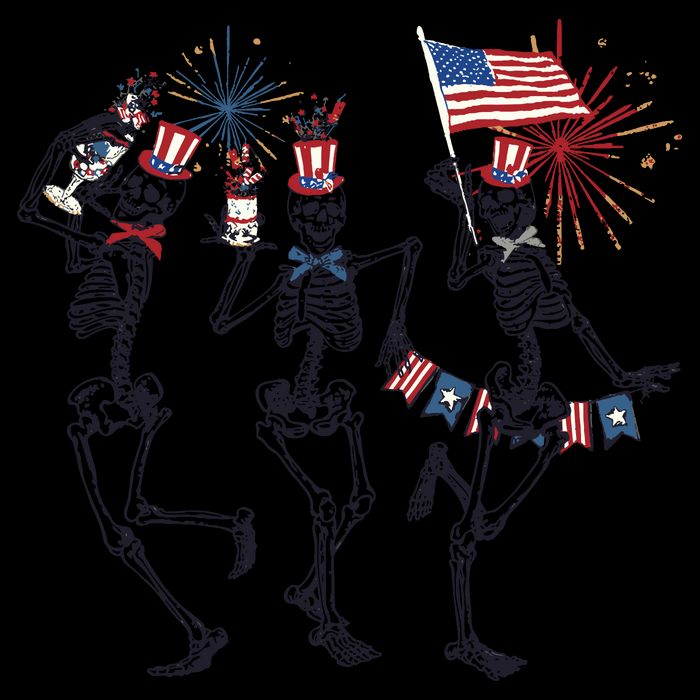Funny 4th Of July Dancing Skeleton American Flag 16oz Travel Tumbler