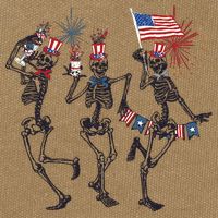 Funny 4th Of July Dancing Skeleton American Flag Cotton Canvas Backpack