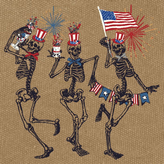 Funny 4th Of July Dancing Skeleton American Flag Cotton Canvas Backpack