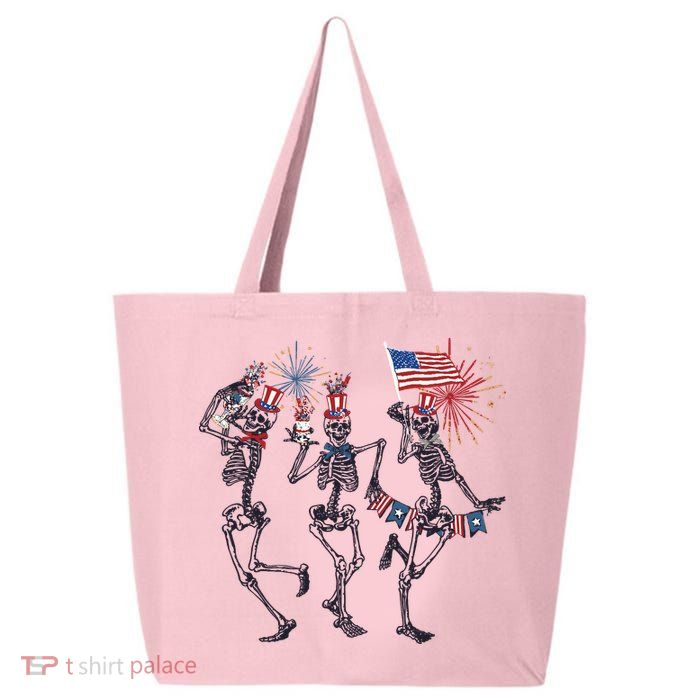 Funny 4th Of July Dancing Skeleton American Flag 25L Jumbo Tote