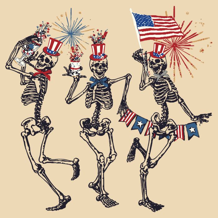 Funny 4th Of July Dancing Skeleton American Flag Zip Tote Bag