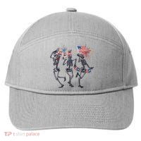 Funny 4th Of July Dancing Skeleton American Flag 7-Panel Snapback Hat