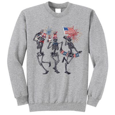 Funny 4th Of July Dancing Skeleton American Flag Tall Sweatshirt